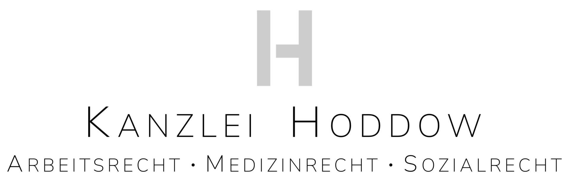 Logo der Kanzlei Hoddow mit den Buchstaben H und Kanzlei Hoddow in klarer Schrift auf transparentem Hintergrund.